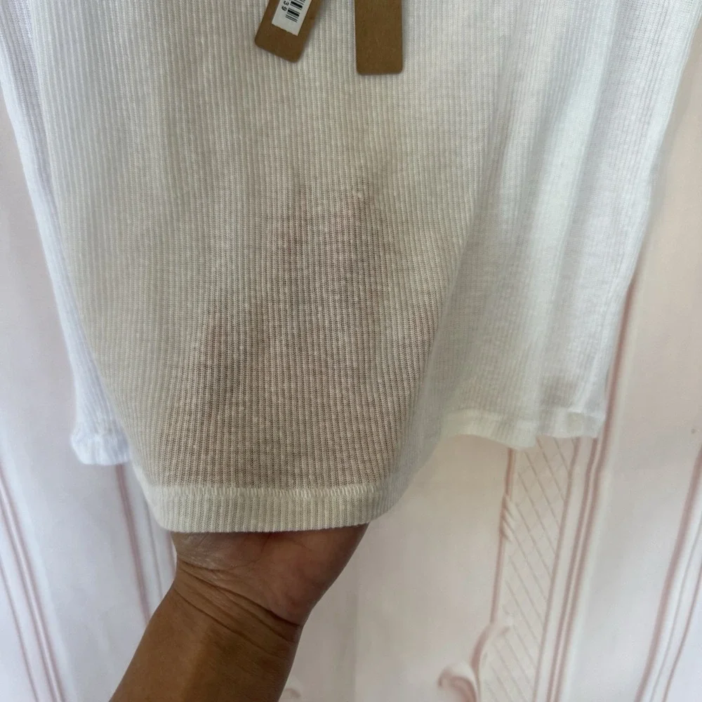 Skims Threadbare Rib V Neck Tank In Snow (White) Size Medium NWT